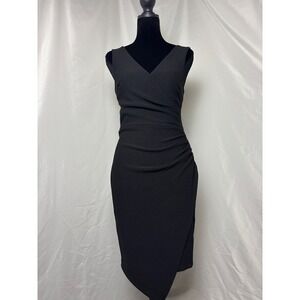 Bisou Bisou Michele Bohbot Black Asymmetrical Cocktail Dress Size 2